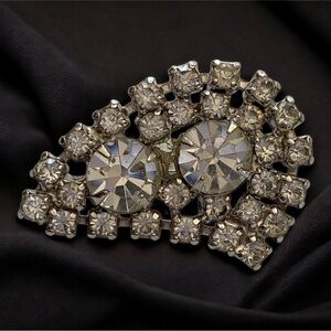 Vintage Silver Rhinestone Brooch Downton Abbey and Guilded Age Style